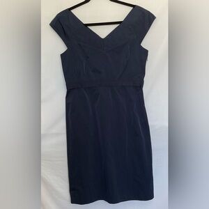 Theory Navy Blue Sheath Dress with V Neckline